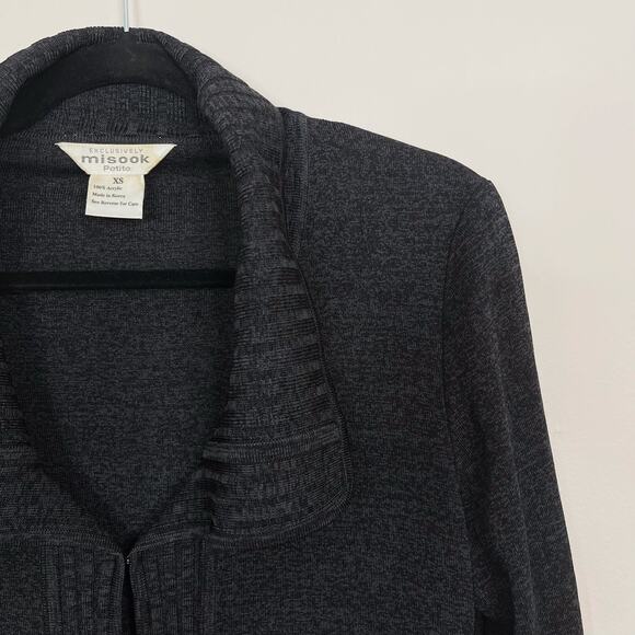Exclusively Misook Cardigan Long Sleeve Sweater Heather Gray XSmall Petite XSP - Picture 3 of 9